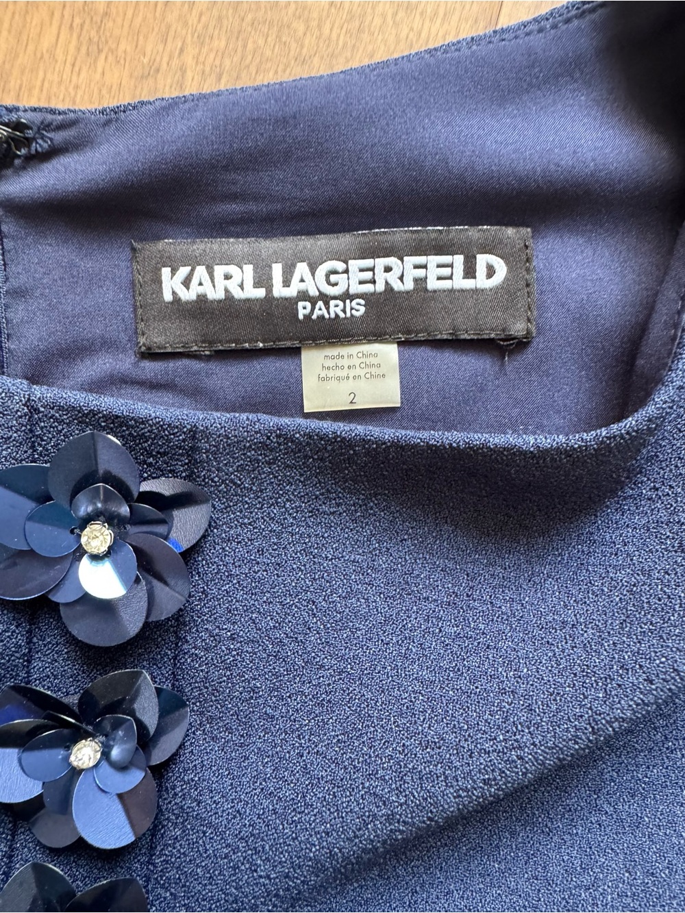 KARL LAGERFELD PARIS Sheath Dress with Delicate Floral Embellishments - Picture 6 of 10